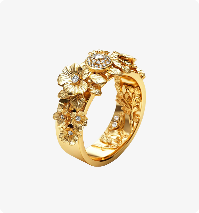 Diamond Crown Halo Ring